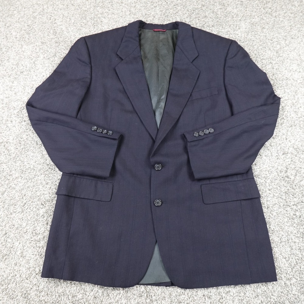 VTG Hart Schaffner Marx Jacket Mens 42 Blue Suit Top Blazer Sport Over Coat USA